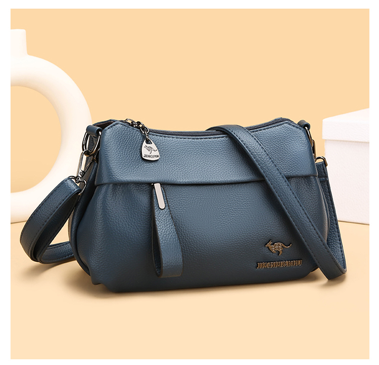 Women's Pu Leather Solid Color Basic Sewing Thread Square Zipper Shoulder Bag Crossbody Bag display picture 2