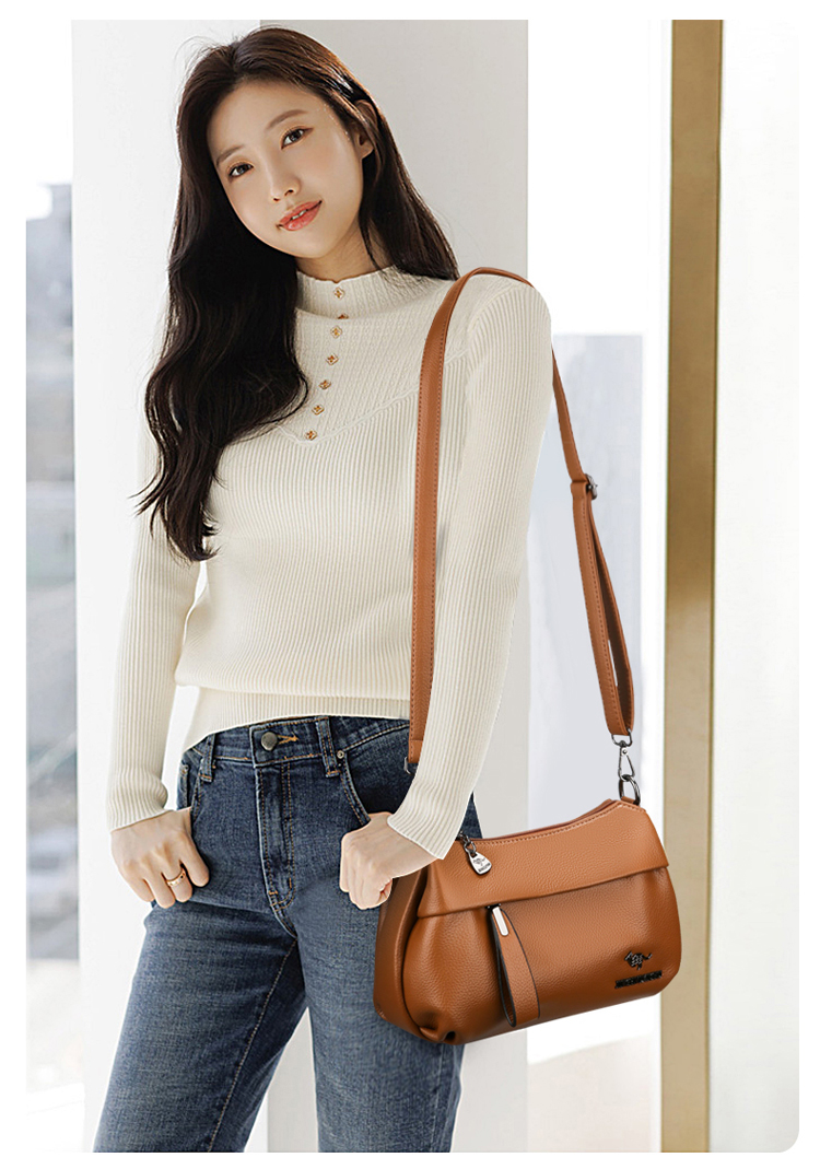 Women's Pu Leather Solid Color Basic Sewing Thread Square Zipper Shoulder Bag Crossbody Bag display picture 4