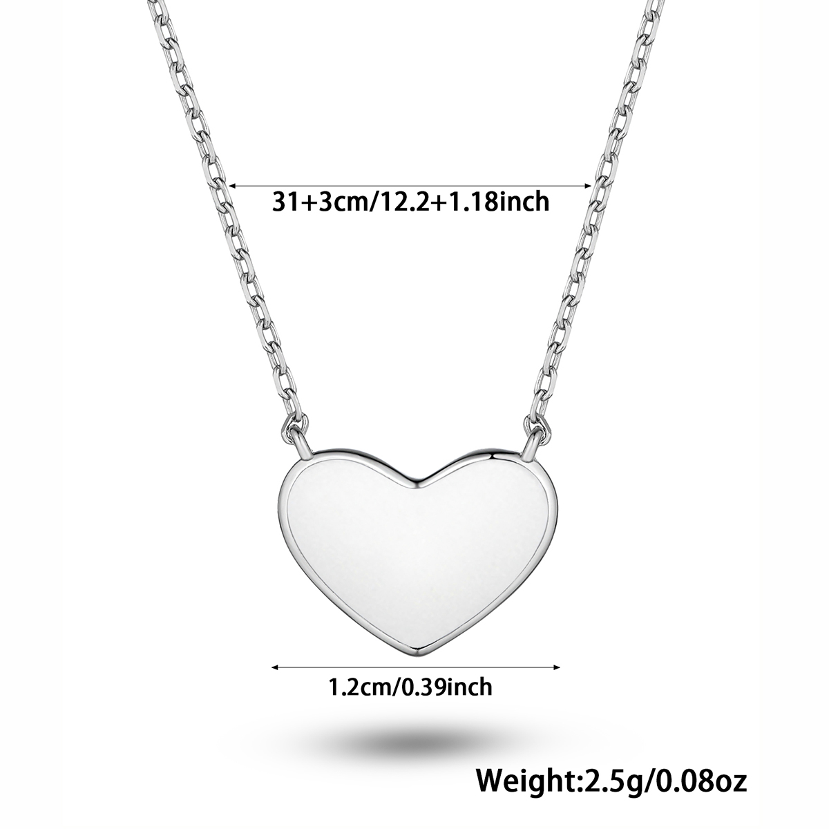 Solid Color Heart Shape Sterling Silver White Gold Plated Women's Bracelets Necklace Jewelry Set display picture 2