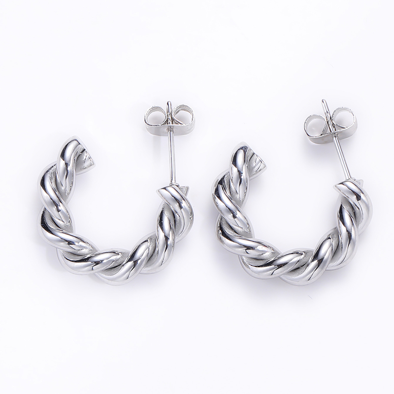 1 Pair Simple Style Classic Style C Shape Polishing Stainless Steel Ear Studs display picture 18