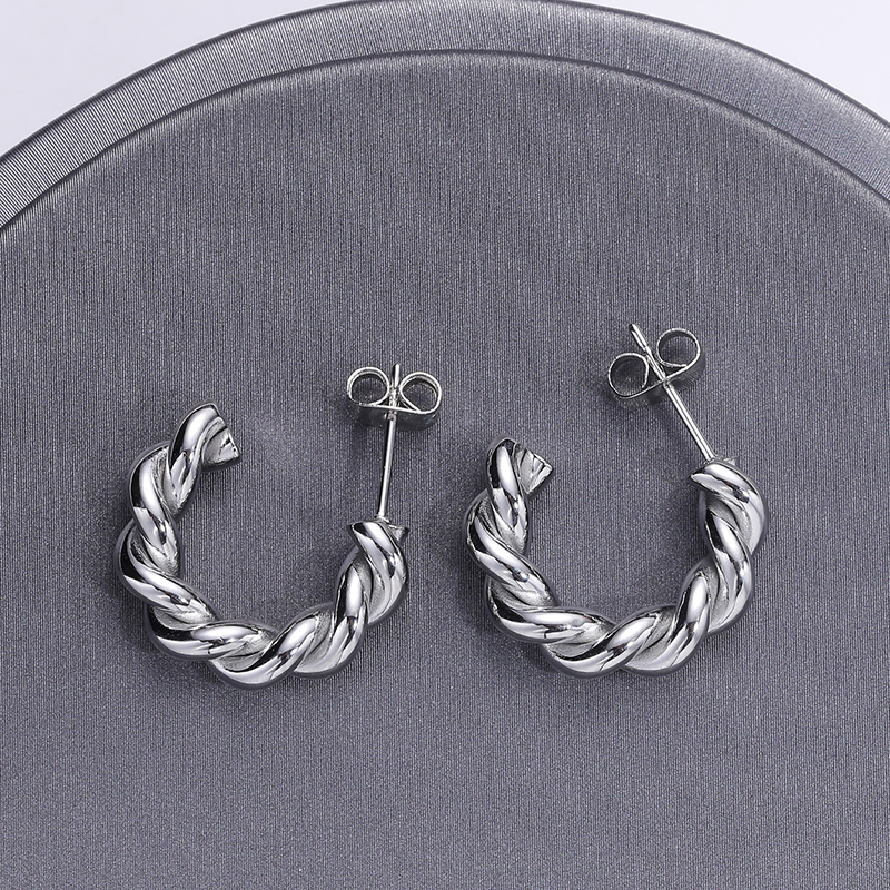1 Pair Simple Style Classic Style C Shape Polishing Stainless Steel Ear Studs display picture 20