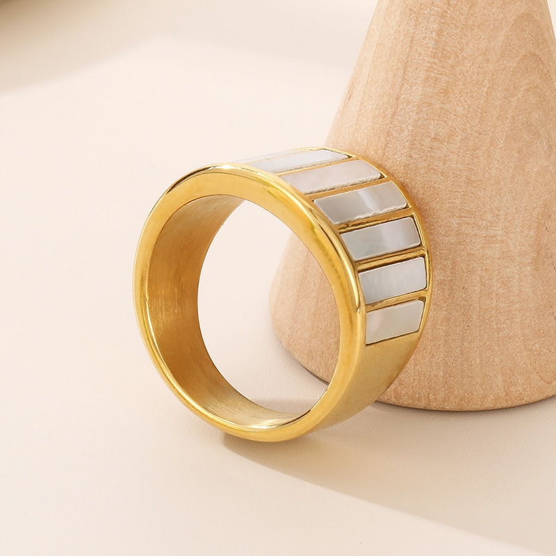 Titan Stahl 18 Karat Vergoldet Einfacher Stil Überzug Inlay Geometrisch Hülse Ringe display picture 4