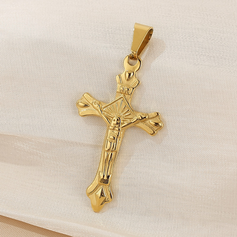 1 Piece Stainless Steel 18K Gold Plated Cross display picture 12