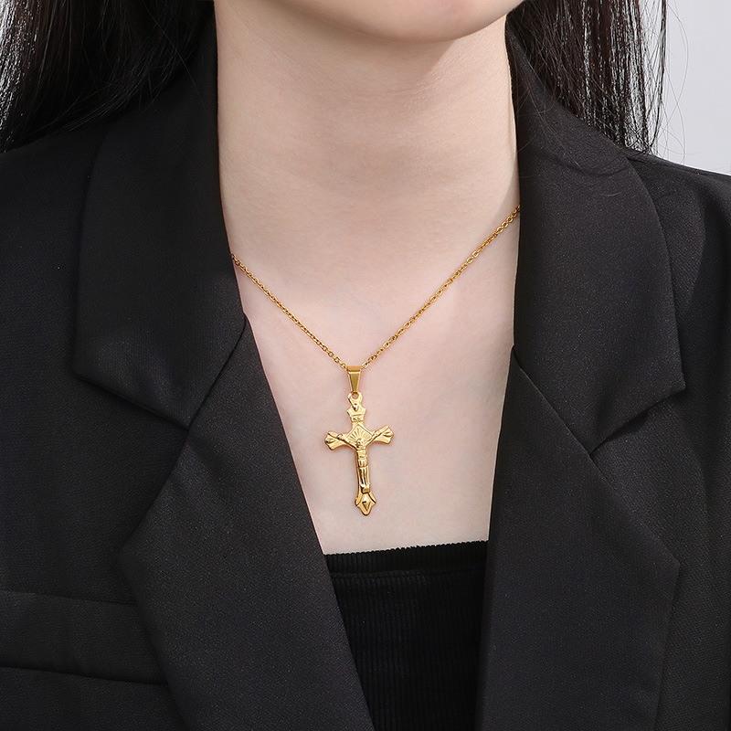 1 Piece Stainless Steel 18K Gold Plated Cross display picture 18