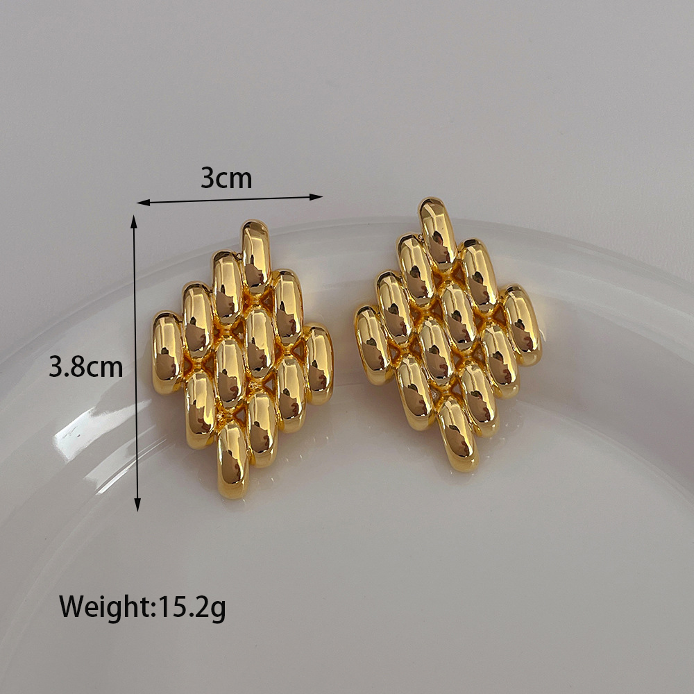 1 Pair Ig Style Rhombus Plating Copper 18k Gold Plated Ear Studs display picture 8