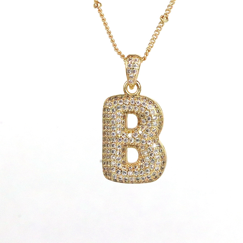 Simple Style Letter Copper Plating Inlay Zircon 18k Gold Plated Pendant Necklace display picture 3