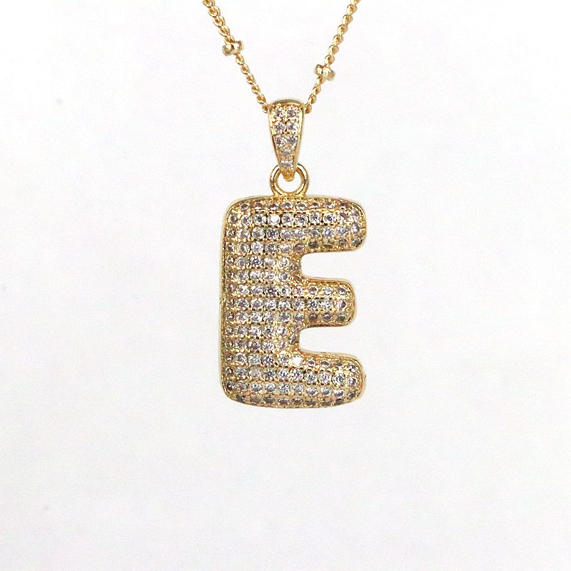 Simple Style Letter Copper Plating Inlay Zircon 18k Gold Plated Pendant Necklace display picture 18