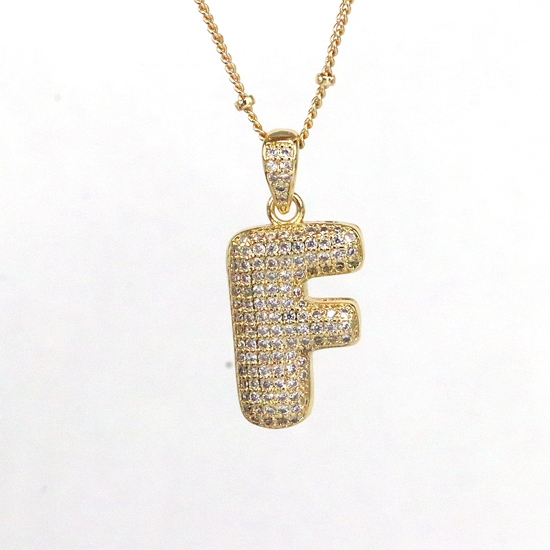 Simple Style Letter Copper Plating Inlay Zircon 18k Gold Plated Pendant Necklace display picture 8