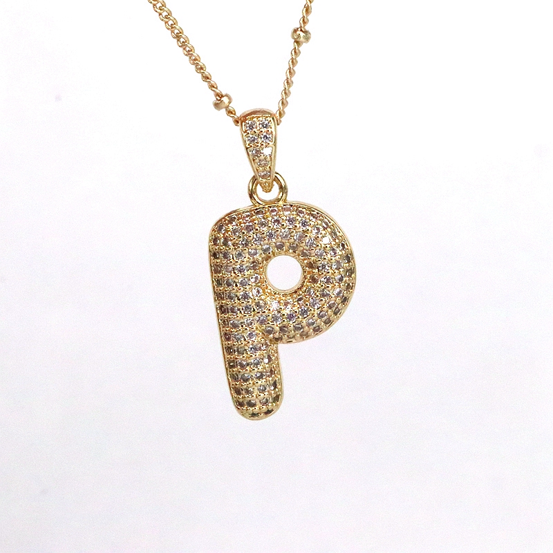 Simple Style Letter Copper Plating Inlay Zircon 18k Gold Plated Pendant Necklace display picture 19
