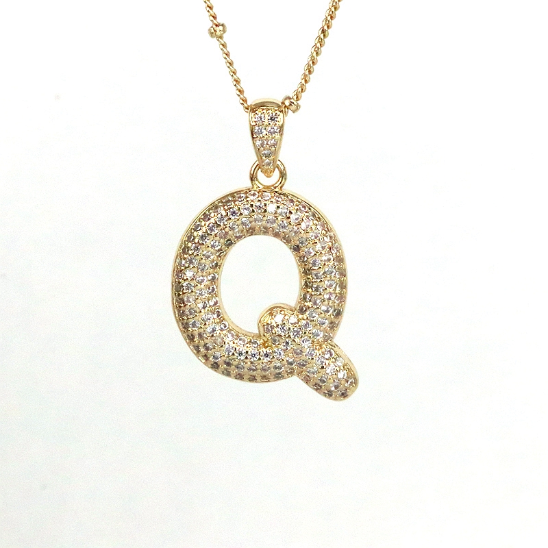 Style Simple Lettre Le Cuivre Placage Incruster Zircon Plaqué Or 18k Pendentif display picture 2