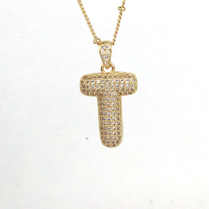 Style Simple Lettre Le Cuivre Placage Incruster Zircon Plaqué Or 18k Pendentif display picture 11