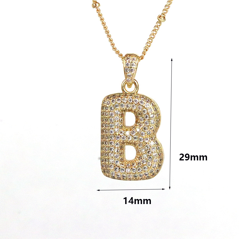 Simple Style Letter Copper Plating Inlay Zircon 18k Gold Plated Pendant Necklace display picture 6
