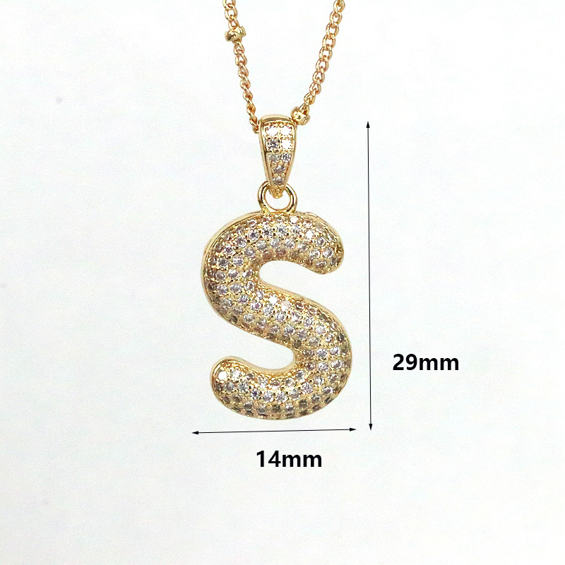 Simple Style Letter Copper Plating Inlay Zircon 18k Gold Plated Pendant Necklace display picture 32