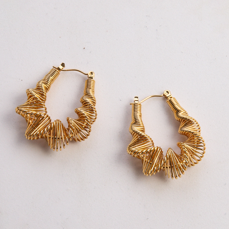 1 Pair Casual Classic Style Commute U Shape Geometric Solid Color Plating 304 Stainless Steel 18K Gold Plated Earrings display picture 4