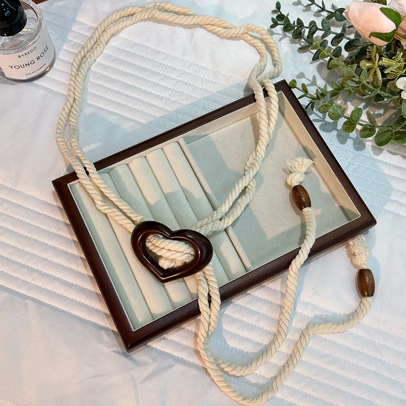 Elegant Commute Heart Shape Wood Cotton Women's Woven Belts display picture 4