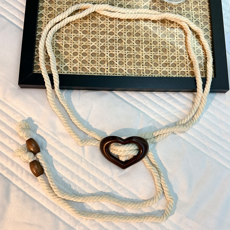 Elegant Commute Heart Shape Wood Cotton Women's Woven Belts display picture 5