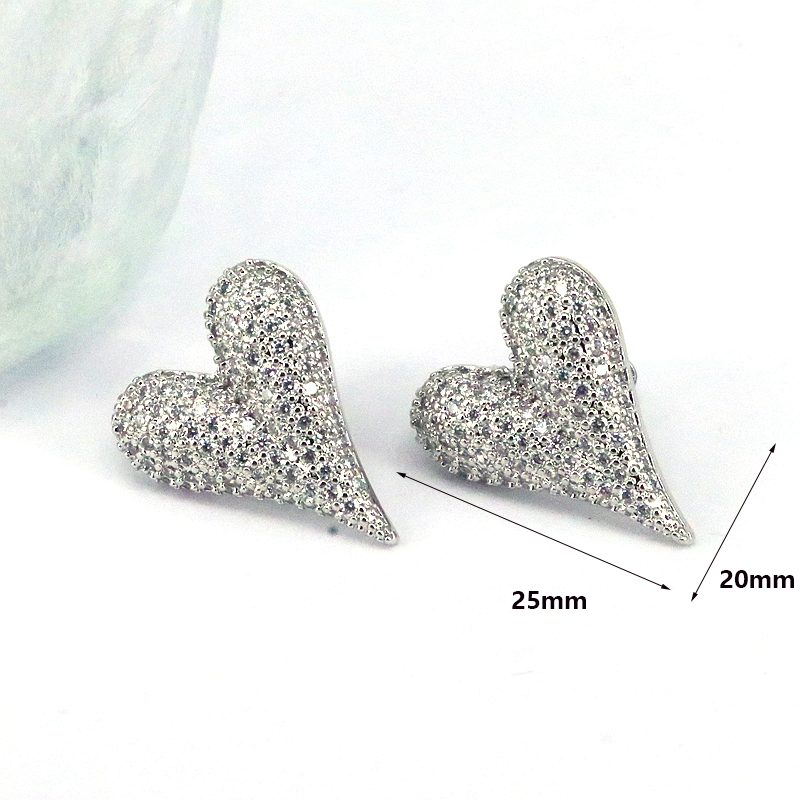 1 Pair Ig Style Simple Style Round Water Droplets Heart Shape Plating Inlay Copper Zircon 18k Gold Plated Silver Plated Ear Studs display picture 8