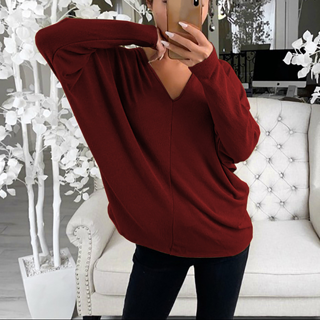 Fashion New V-neck Sweater Women's Long-sleeved Top Wholesale display picture 14