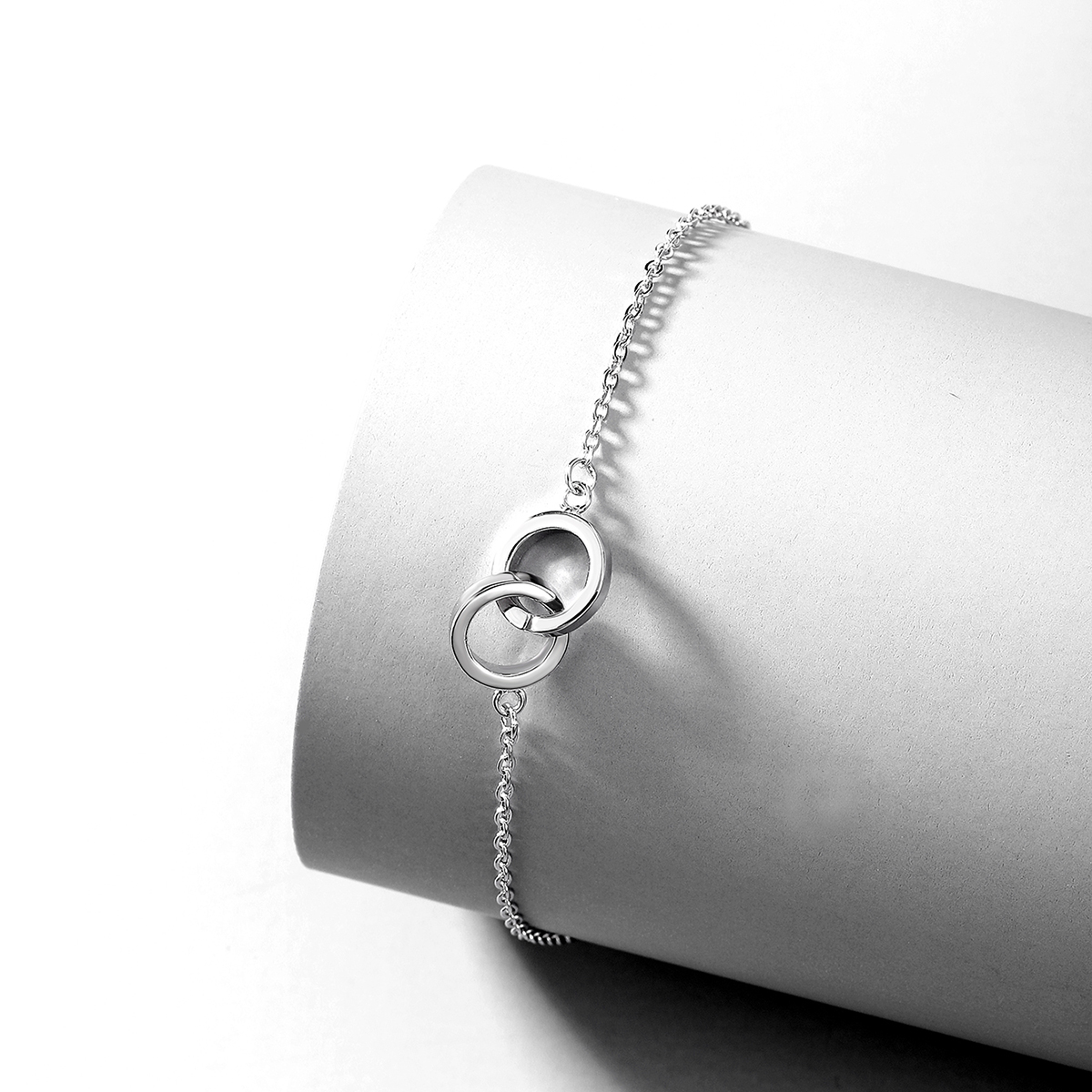 Elegant Simple Style Double Ring Sterling Silver Plating Bracelets display picture 4