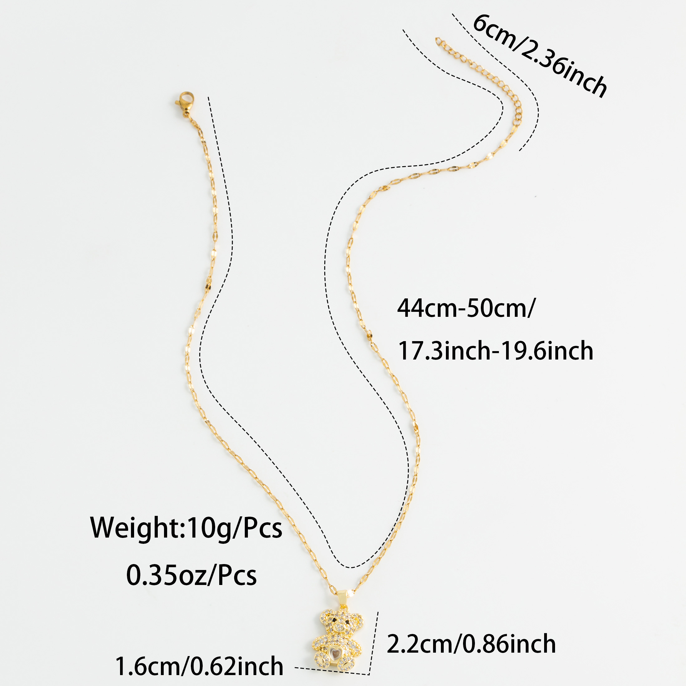 Wholesale Cute Simple Style Animal Stainless Steel Copper Plating Inlay 18K Gold Plated Rhinestones Zircon Pendant Necklace display picture 3