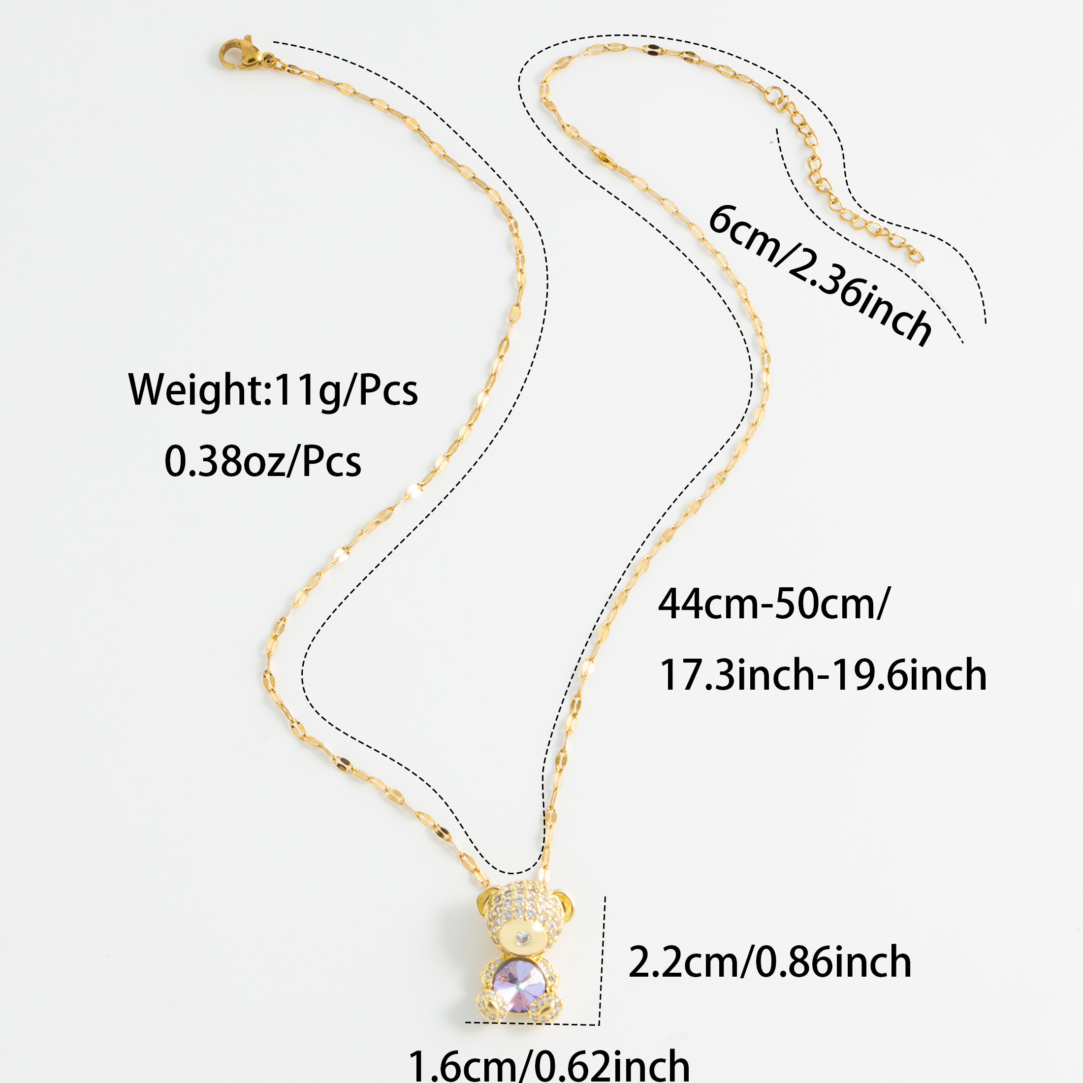 Wholesale Cute Simple Style Animal Stainless Steel Copper Plating Inlay 18K Gold Plated Rhinestones Zircon Pendant Necklace display picture 10