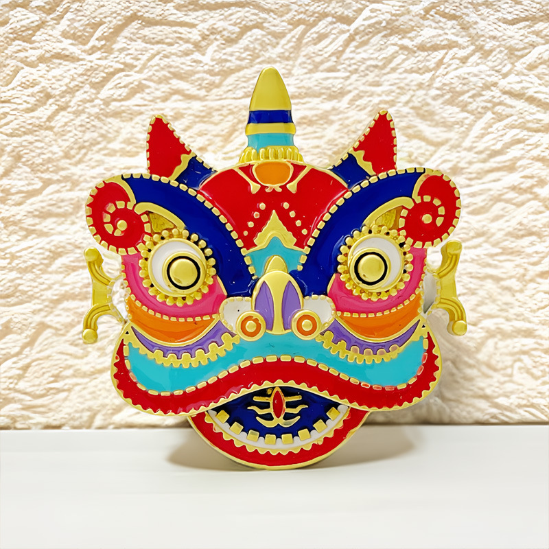 Chinoiserie Lion Alloy Enamel Plating Jewelry Accessories display picture 4