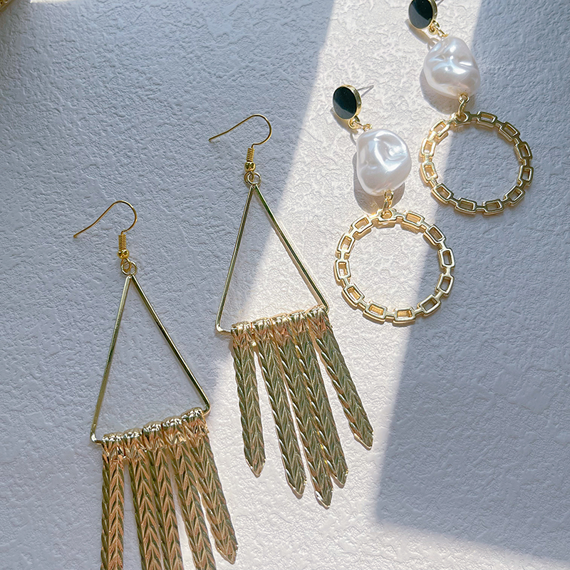 1 Paar Elegant Geometrisch Überzug Inlay Legierung Künstliche Perlen 14 Karat Vergoldet Ohrringe display picture 10