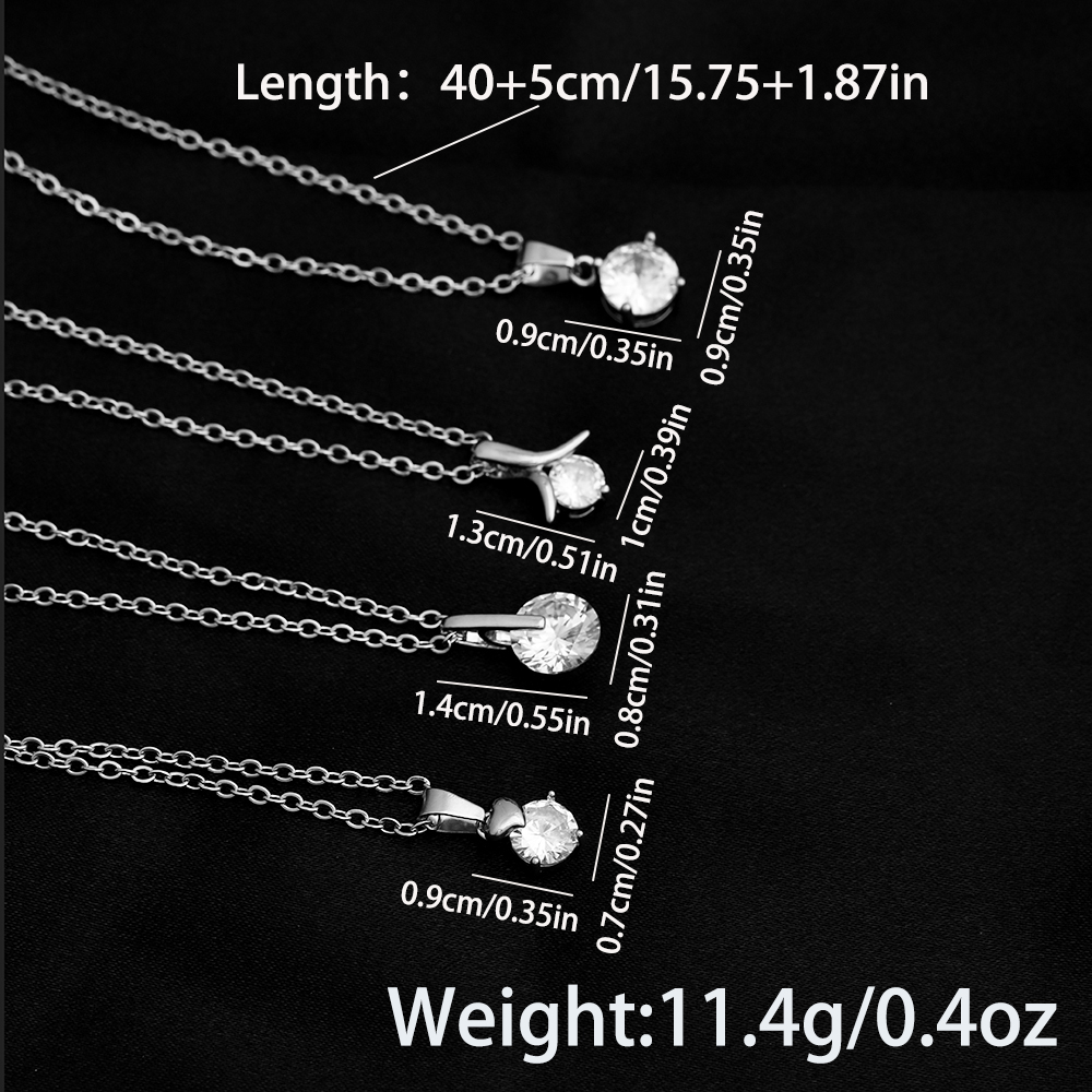 Simple Style Geometric Stainless Steel Copper Plating Inlay Zircon Silver Plated Solitaire Necklace display picture 5