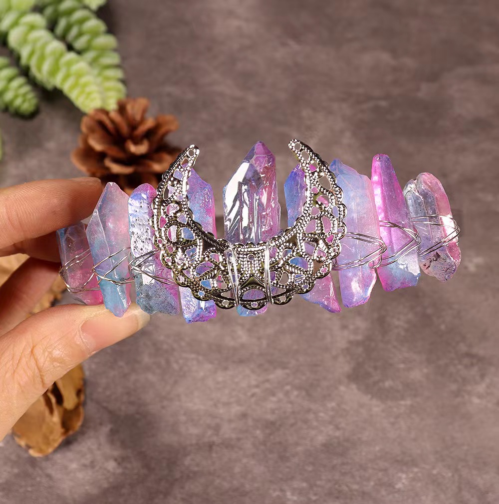 Women's Ethnic Style Geometric Moon Crystal Handmade Crown display picture 5