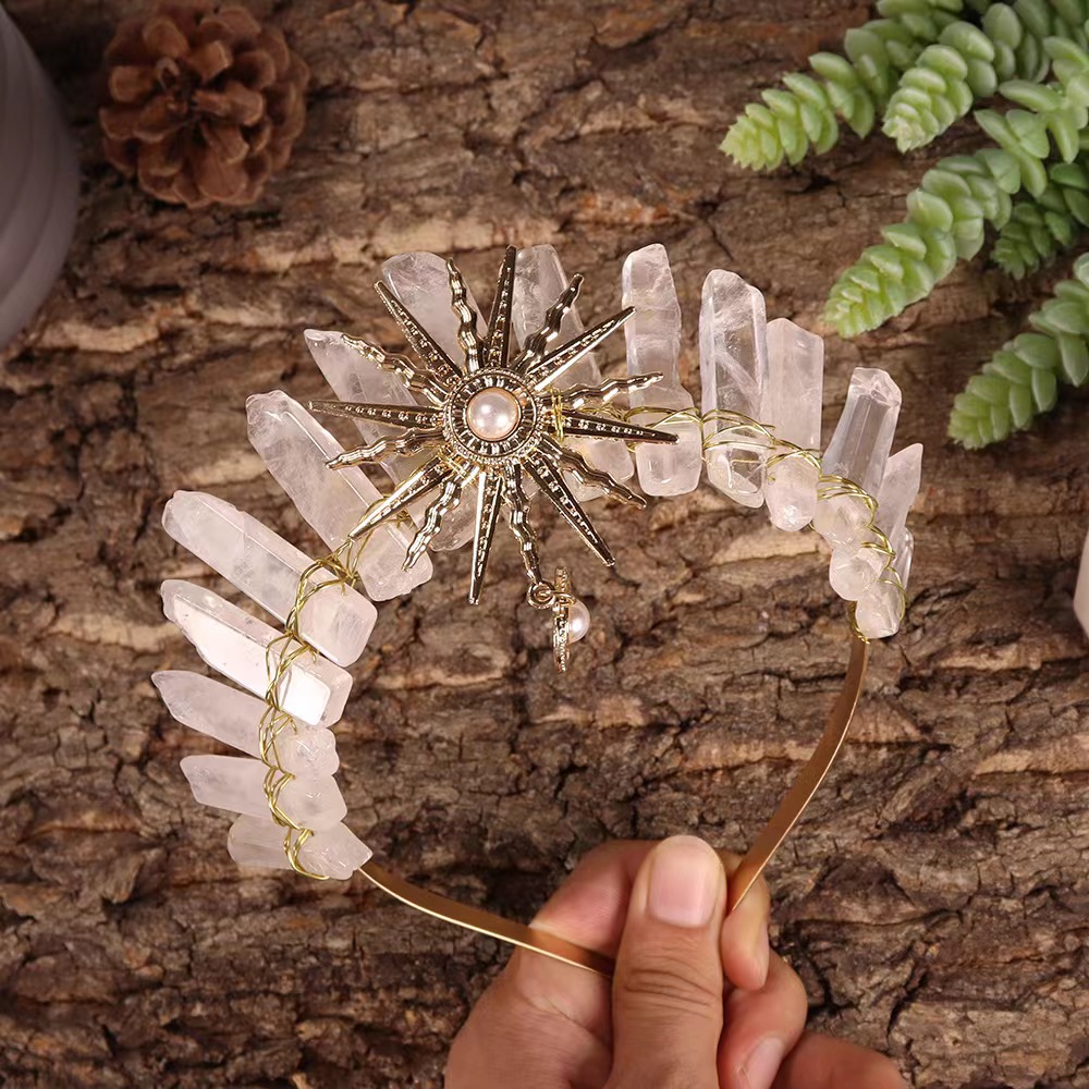 Women's Bridal Ethnic Style Geometric Sun Crystal Handmade Crown display picture 24