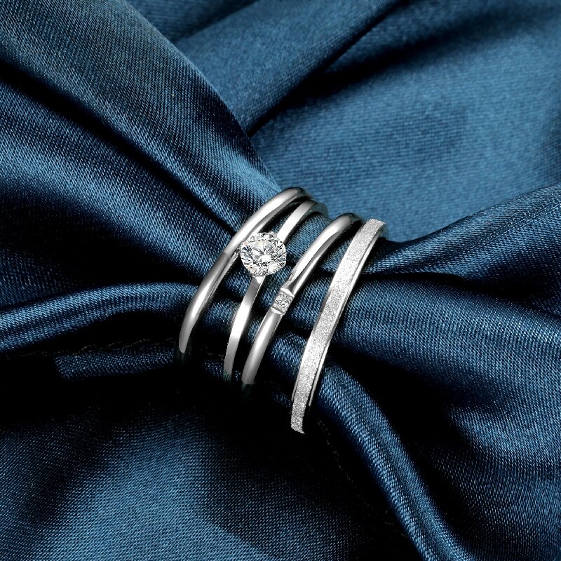 304 Stainless Steel 18K Gold Plated Simple Style Plating Inlay Round Zircon Rings display picture 3
