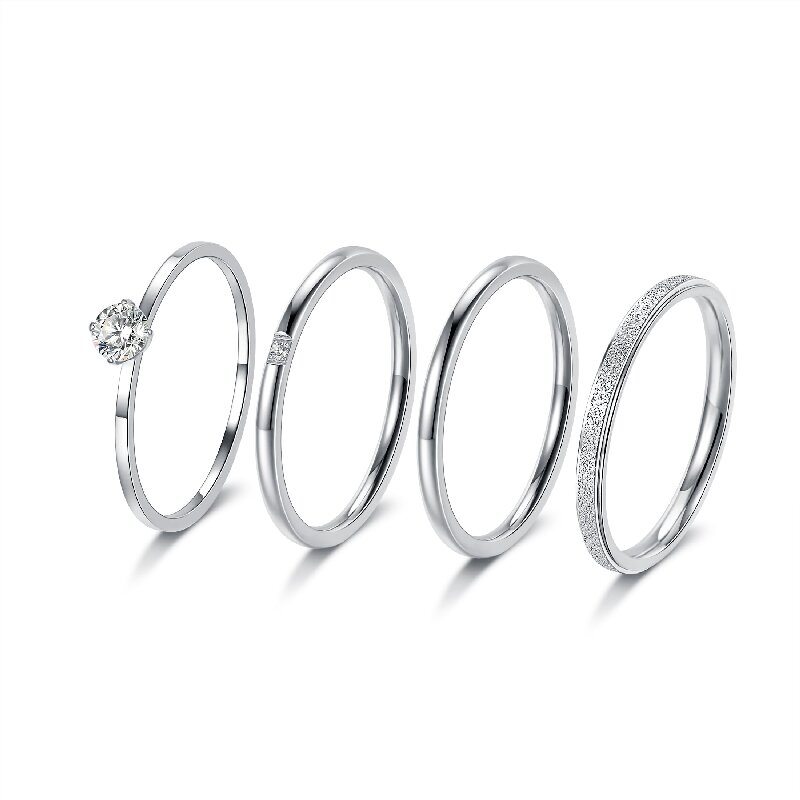 304 Stainless Steel 18K Gold Plated Simple Style Plating Inlay Round Zircon Rings display picture 5