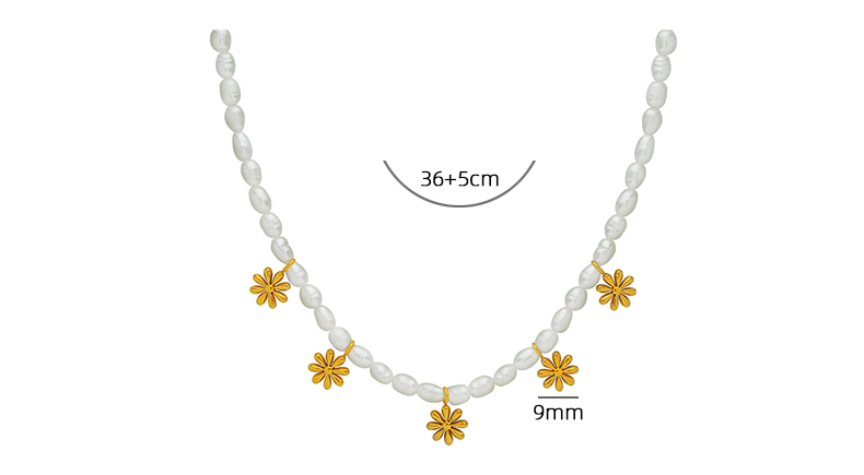 Elegant Chrysanthemum Freshwater Pearl Titanium Steel Beaded Plating 18k Gold Plated Necklace display picture 2