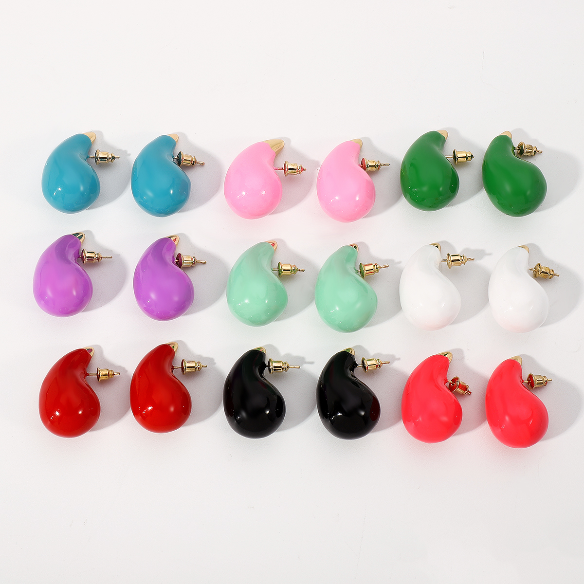1 Pair Elegant Classic Style Water Droplets Enamel Alloy Ear Studs display picture 6