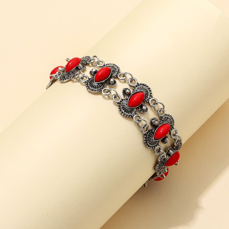 Ethnic Style Color Block Alloy Inlay Turquoise Women's Bracelets display picture 3