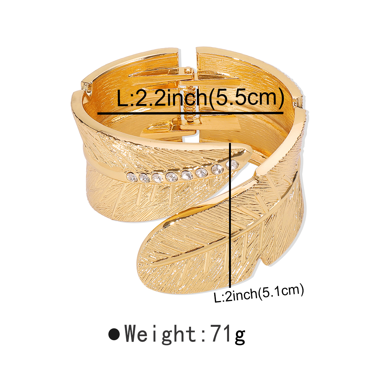 Elegant Exaggerated Feather Alloy Plating Inlay Rhinestones Women's Bangle display picture 5