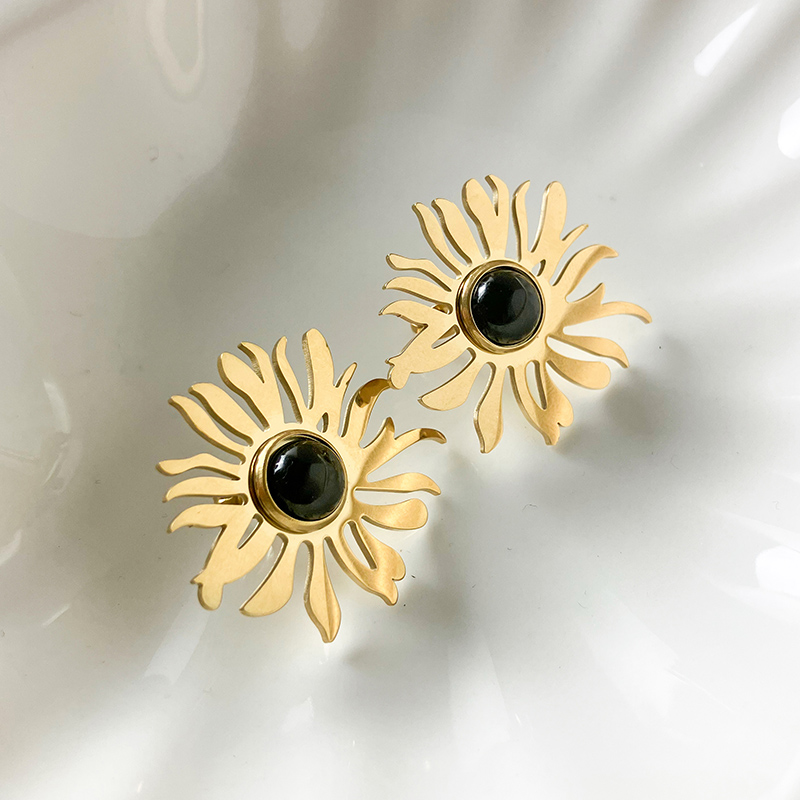 1 Pair Elegant Preppy Style Sweet Flower Plating Inlay 304 Stainless Steel Glass Stone 14K Gold Plated Ear Studs display picture 3