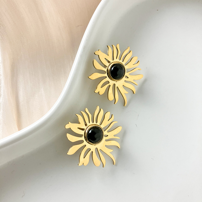 1 Pair Elegant Preppy Style Sweet Flower Plating Inlay 304 Stainless Steel Glass Stone 14K Gold Plated Ear Studs display picture 2