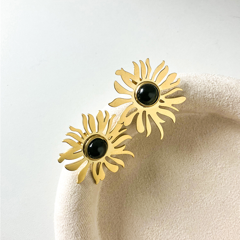 1 Pair Elegant Preppy Style Sweet Flower Plating Inlay 304 Stainless Steel Glass Stone 14K Gold Plated Ear Studs display picture 4