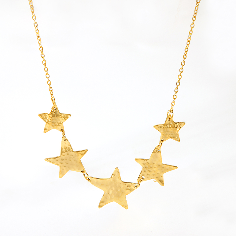304 Stainless Steel 18K Gold Plated IG Style Nordic Style African Style Polishing Plating Metal Star Moon Pendant Necklace display picture 6