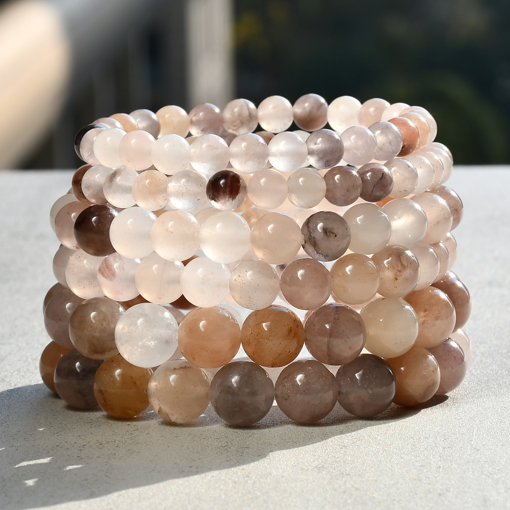 Basic Round Natural Stone Beaded Handmade Bracelets display picture 1
