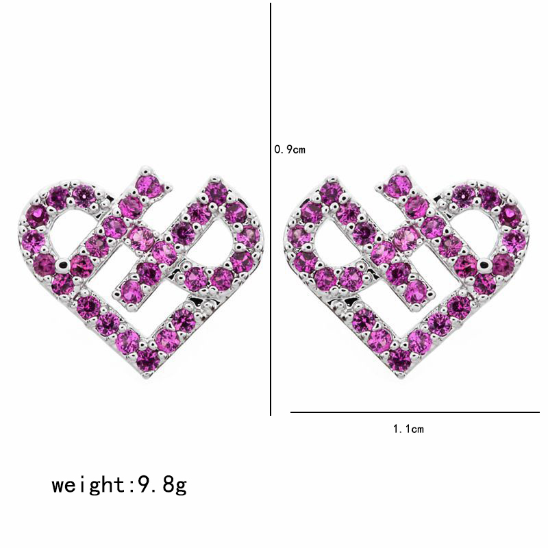 1 Pair Sweet Simple Style Heart Shape Plating Inlay Copper Zircon White Gold Plated Ear Studs display picture 5