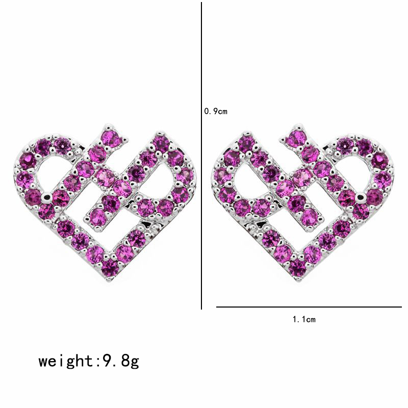 1 Paire Sucré Style Simple Forme De Cœur Placage Incruster Le Cuivre Zircon Or Blanc Plaqué Boucles D'oreilles display picture 5