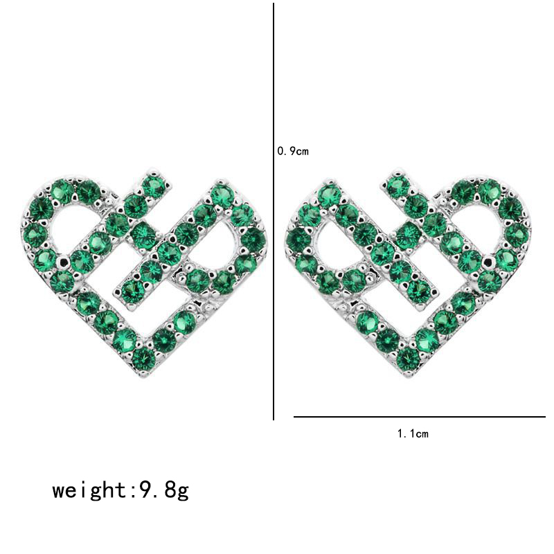 1 Pair Sweet Simple Style Heart Shape Plating Inlay Copper Zircon White Gold Plated Ear Studs display picture 6