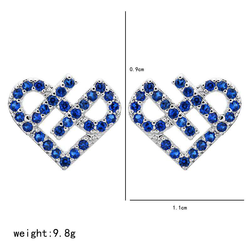 1 Pair Sweet Simple Style Heart Shape Plating Inlay Copper Zircon White Gold Plated Ear Studs display picture 3