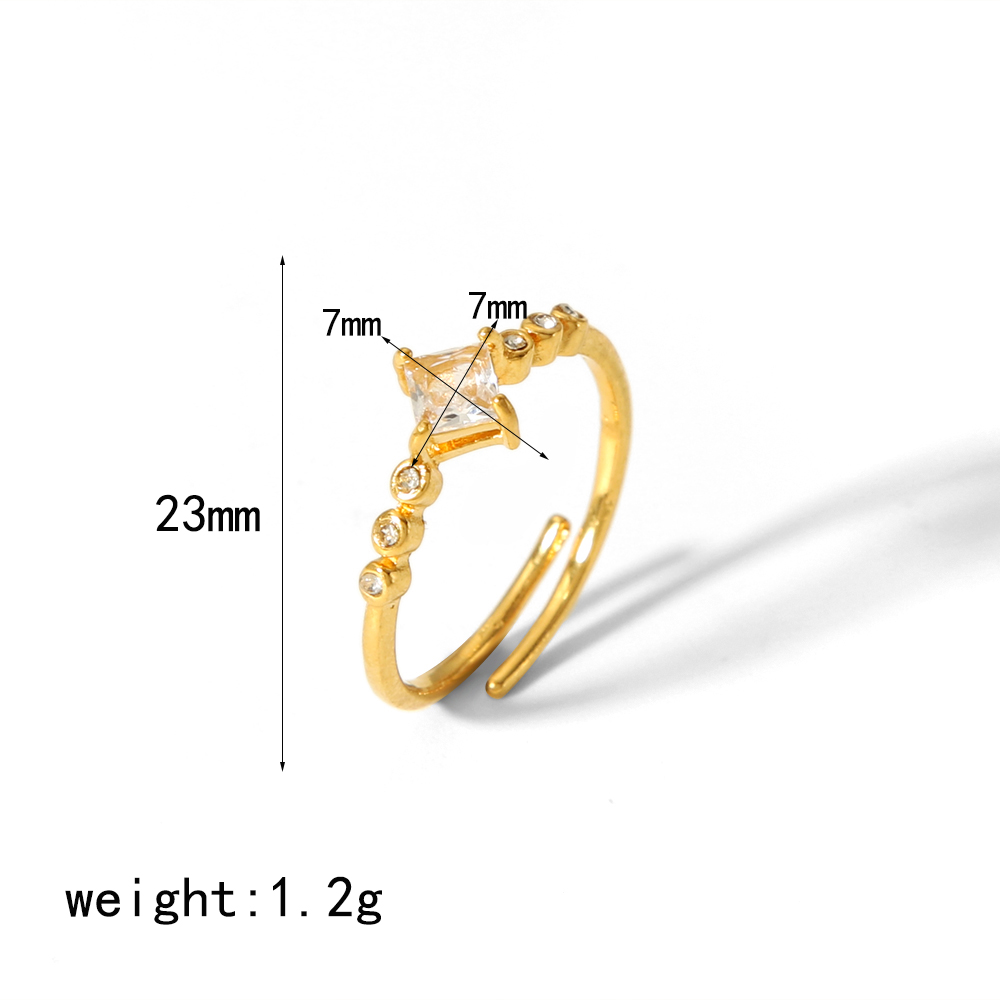 304 Stainless Steel 18K Gold Plated Retro Polishing Plating Inlay Circle Zircon Rings display picture 8
