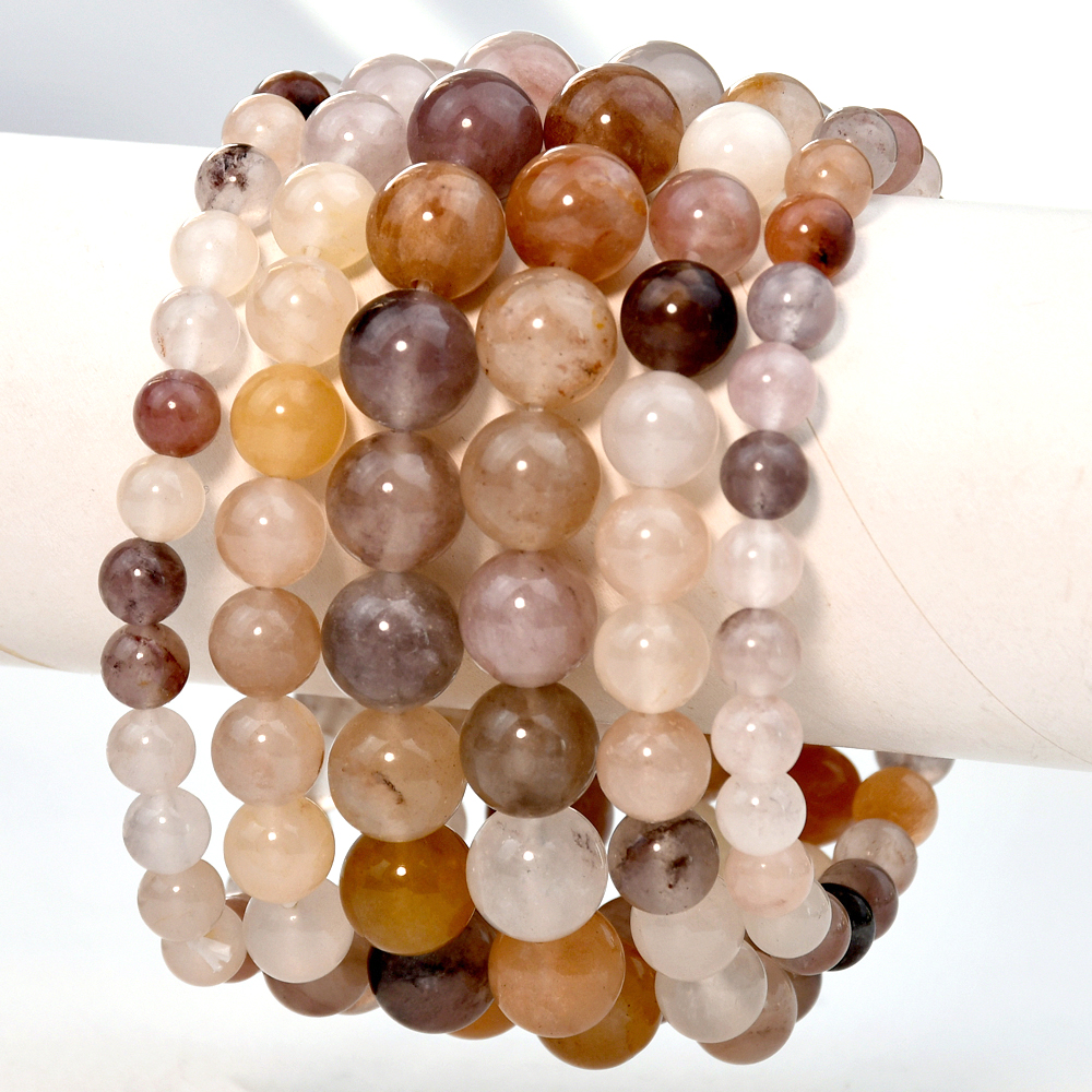 Basic Round Natural Stone Beaded Handmade Bracelets display picture 2