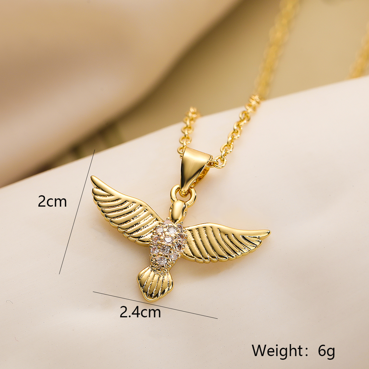 Simple Style Commute Bird Copper Plating Inlay Zircon 18k Gold Plated Pendant Necklace display picture 2