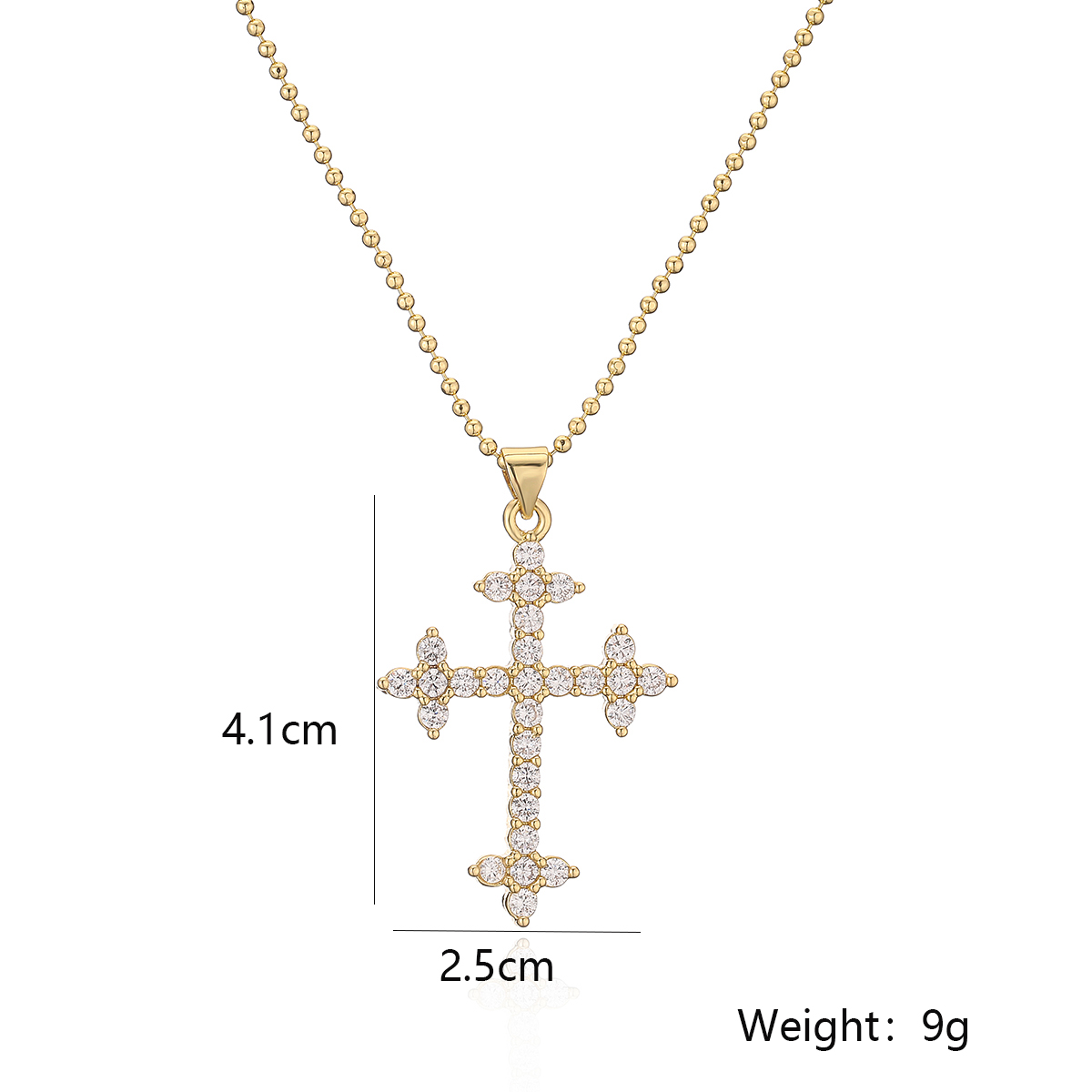 Simple Style Commute Cross Copper Plating Inlay Zircon 18k Gold Plated Pendant Necklace display picture 1