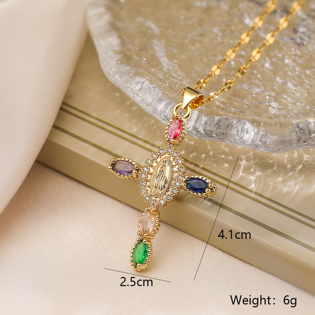 Style Simple Commuer Traverser Le Cuivre Placage Incruster Zircon Plaqué Or 18k Pendentif display picture 2